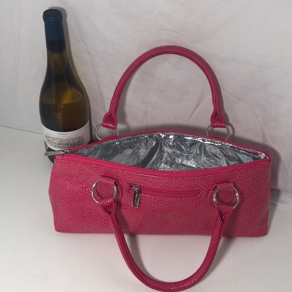 Stylish Fuschia Insulated Wine Carrier Handbag